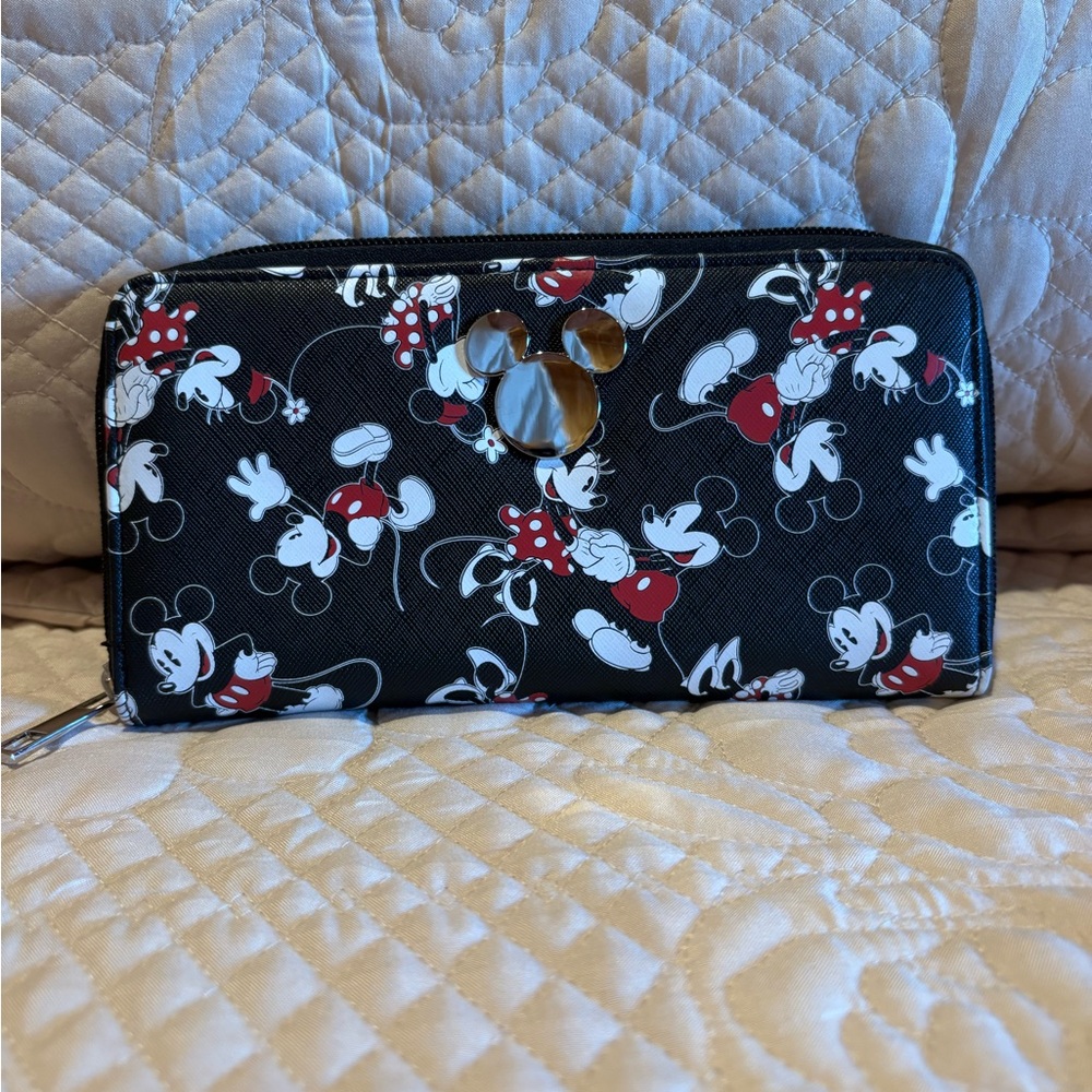 Disney Black and Red Mickey Mouse Zip Around Wallet